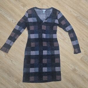 Nordstrom Susina Plaid Long Sleeve Dress - Black and Brown